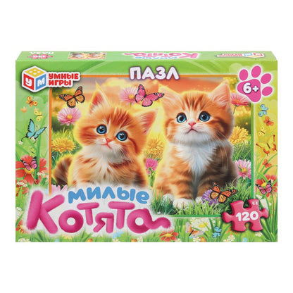 Милые котята. Пазлы классические в коробке. 120 деталей. 180х130х25мм. Умные игры в уп.8шт в кор.8уп