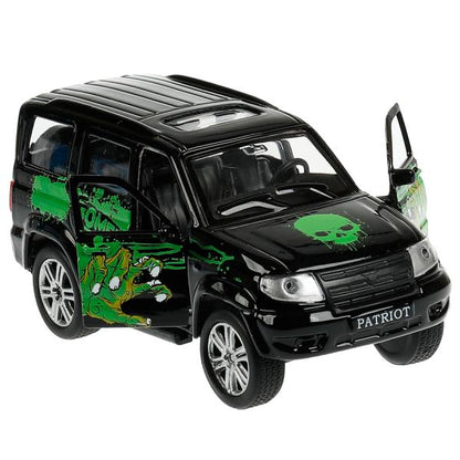 Машина металл UAZ 12 см, дв., багаж., инерц., окрас ЗОМБИ, кор. Технопарк в кор.2*24шт