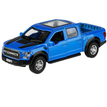 Машина металл FORD F150 RAPTOR 12 см, двери, багаж, инерц, СИНИЙ, кор. Технопарк в кор.2*36шт