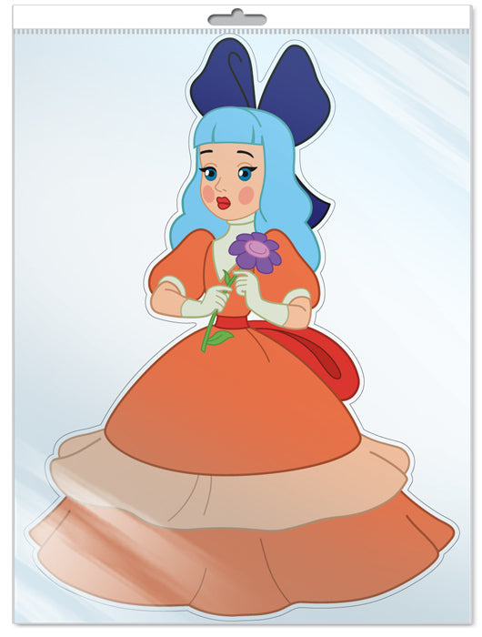 *Ф2-12433-П ПЛАКАТ ВЫРУБНОЙ А3 В ПАКЕТЕ. Мальвина из мультфильма Золотой ключик (с блестками в индивидивидуальной упаковке с европодвесом и клеевым клапаном)