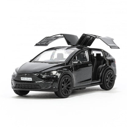 MODELX-12-BK Machine en métal tesla model x plaid 12 cm, double, noir, couleur. Parc technologique dans le cor.2*36шт