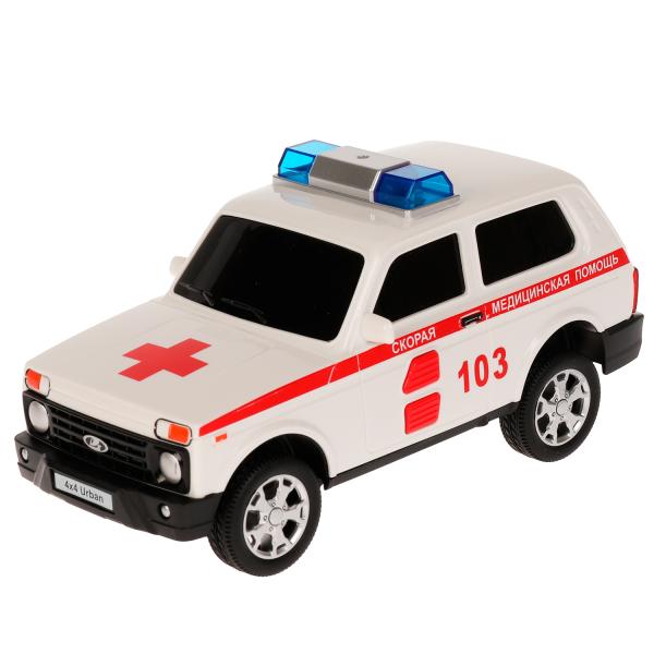 Machine en plastique pour véhicule LADA 4x4 URBAN СКОРАЯ 19,5 cm, 2 boutons, iner, cor. Parc technologique à Cor.36шт