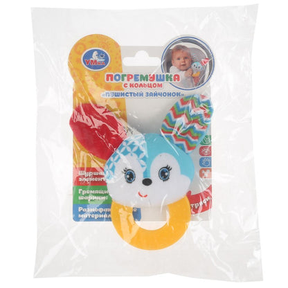 Текстильная игрушка погремушка с кольцом "пушистый зайчонок" Умка на карт. (русс. уп.) в кор.375шт