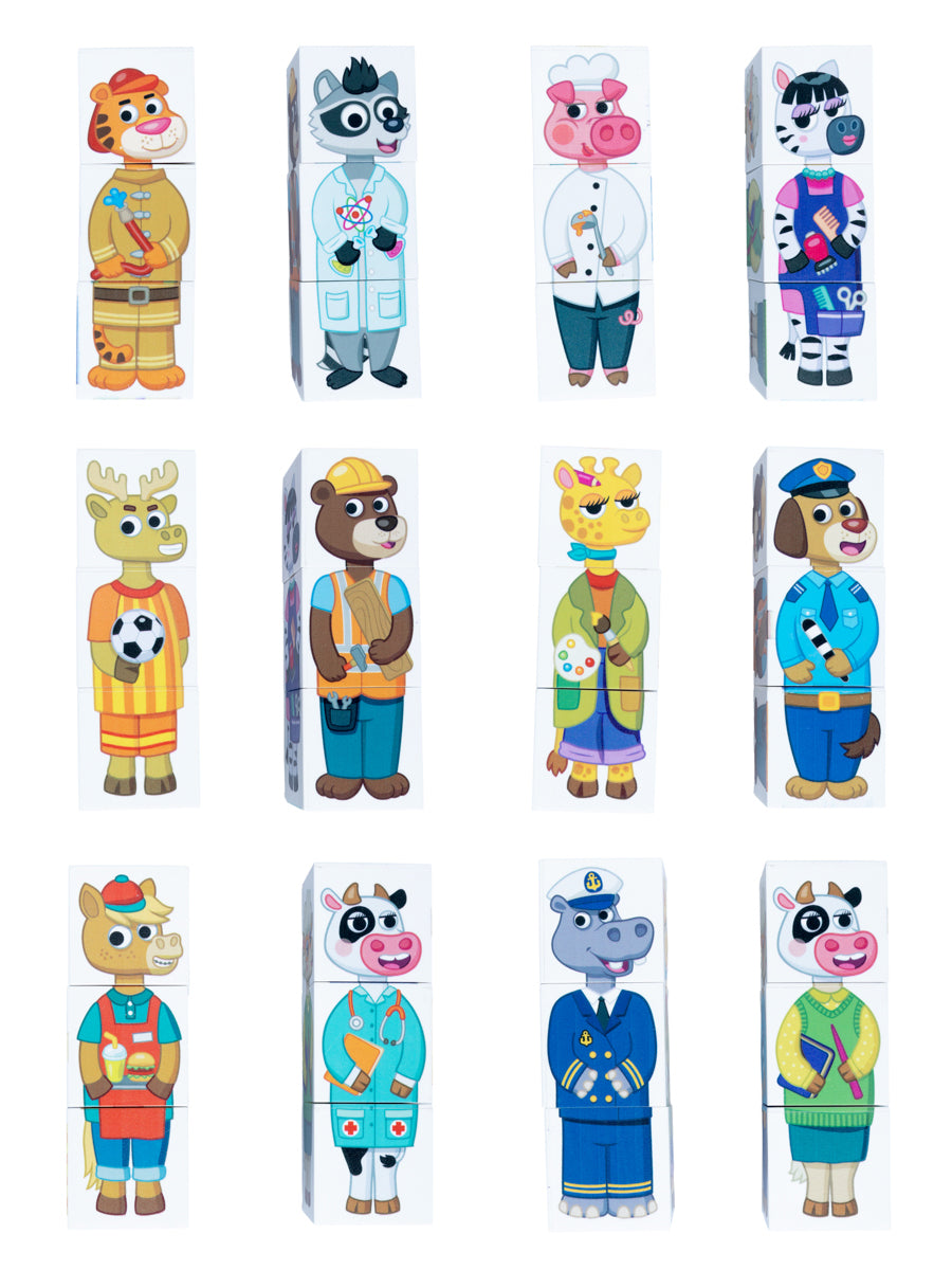 Jouets pour bébés en plastique, jouets pour bébés, "Зверофессии", 6 pièces (12 personnes)