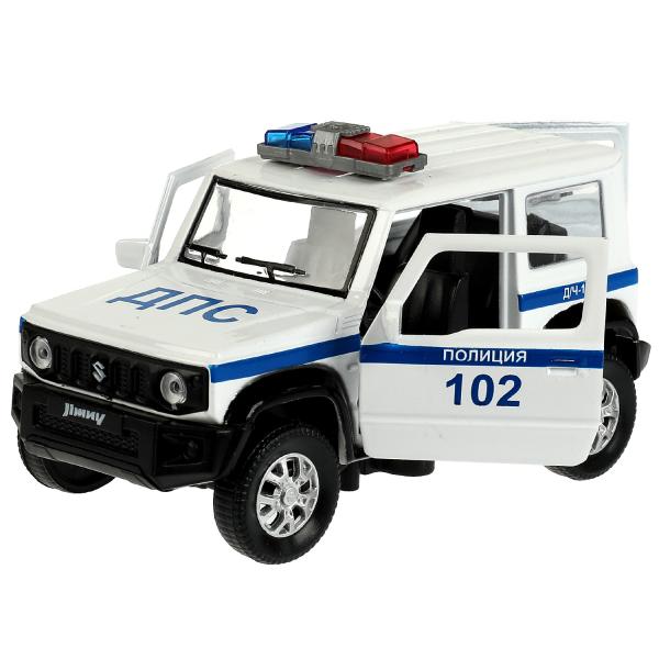 Машина металл свет-звук SUZUKI JIMNY ПОЛИЦИЯ 11,5 см, двер, баг, инер, кор. Технопарк в кор.2*36шт