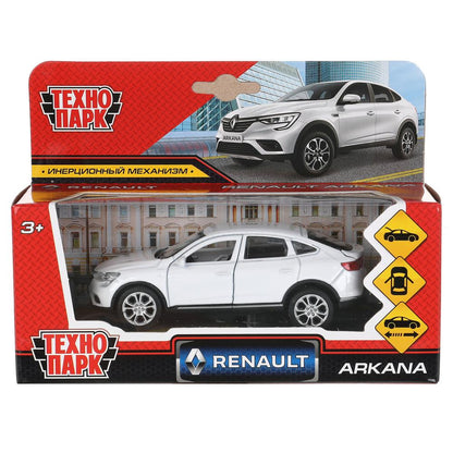Машина металл "renault arkana" дл 12 см, откр дв, багаж, инерц, белый, в кор. Технопарк в кор.2*36шт