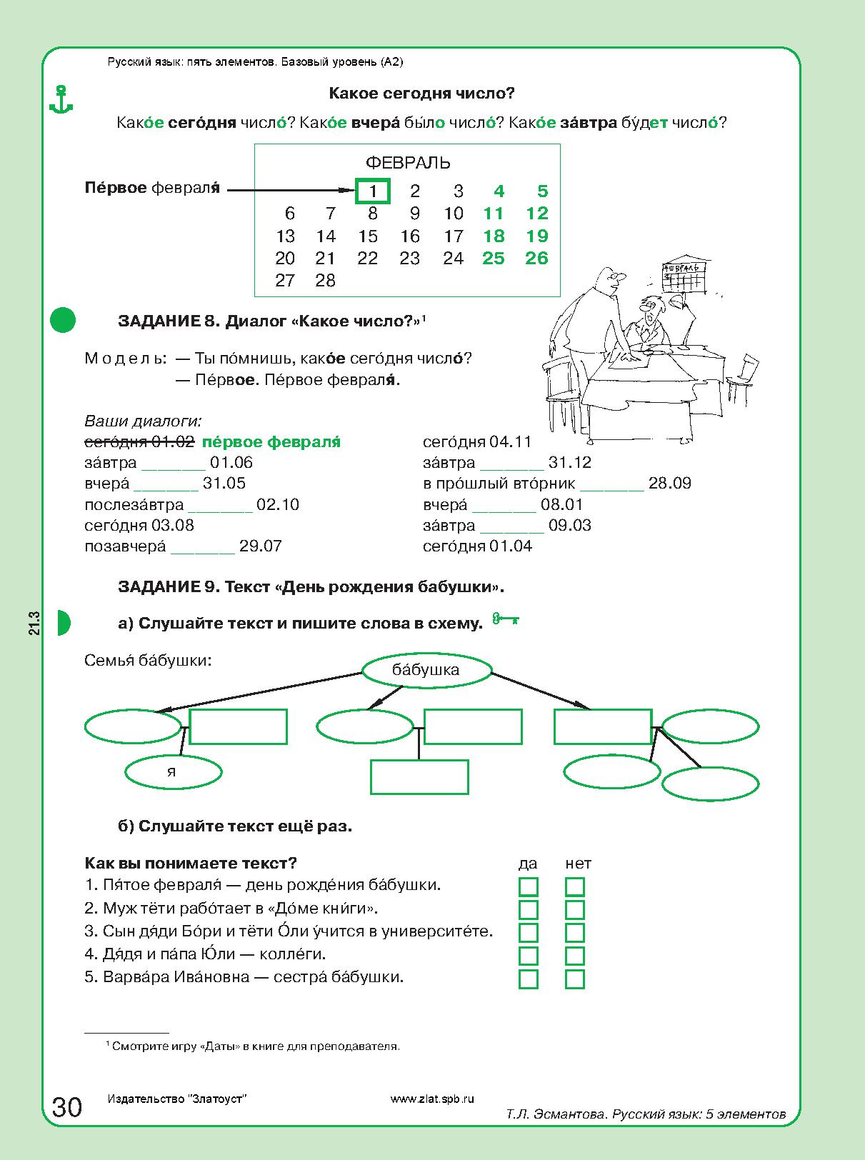 Русский язык: 5 элементов: уровень A2 (базовый)