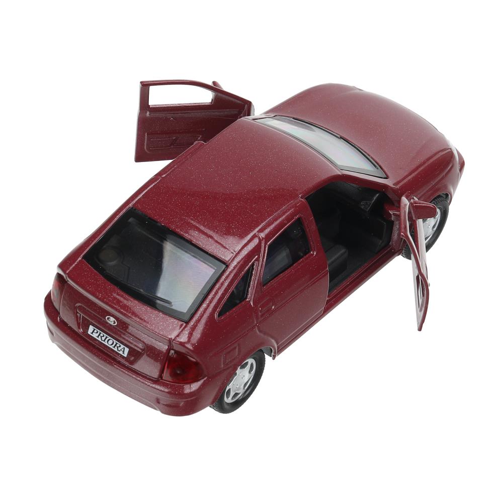 Машина металл LADA PRIORA 12 см, двери, инерц,бордовый перламутр,кор. Технопарк в кор.2*36шт