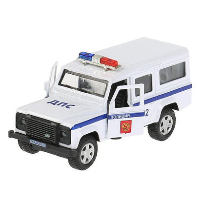 Машина металл Land Rover Defender полиция 12см,откр.двери,инерц.,белый в кор. Parc technologique dans le cor.2*36шт