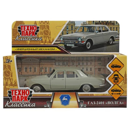 2401-12-GY (72) (72) Машина металл ГАЗ-2401 ВОЛГА длина 12 см, двери, багаж, инерц, серый, кор. Техн