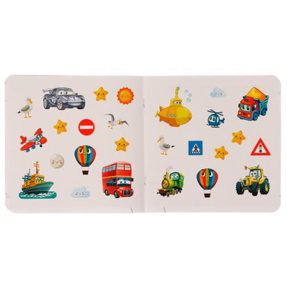 Transport. IQ-раскраски с наклейками. 200х200 mm. Скрепка. 8 pièces. Ouais. en cor.50шт