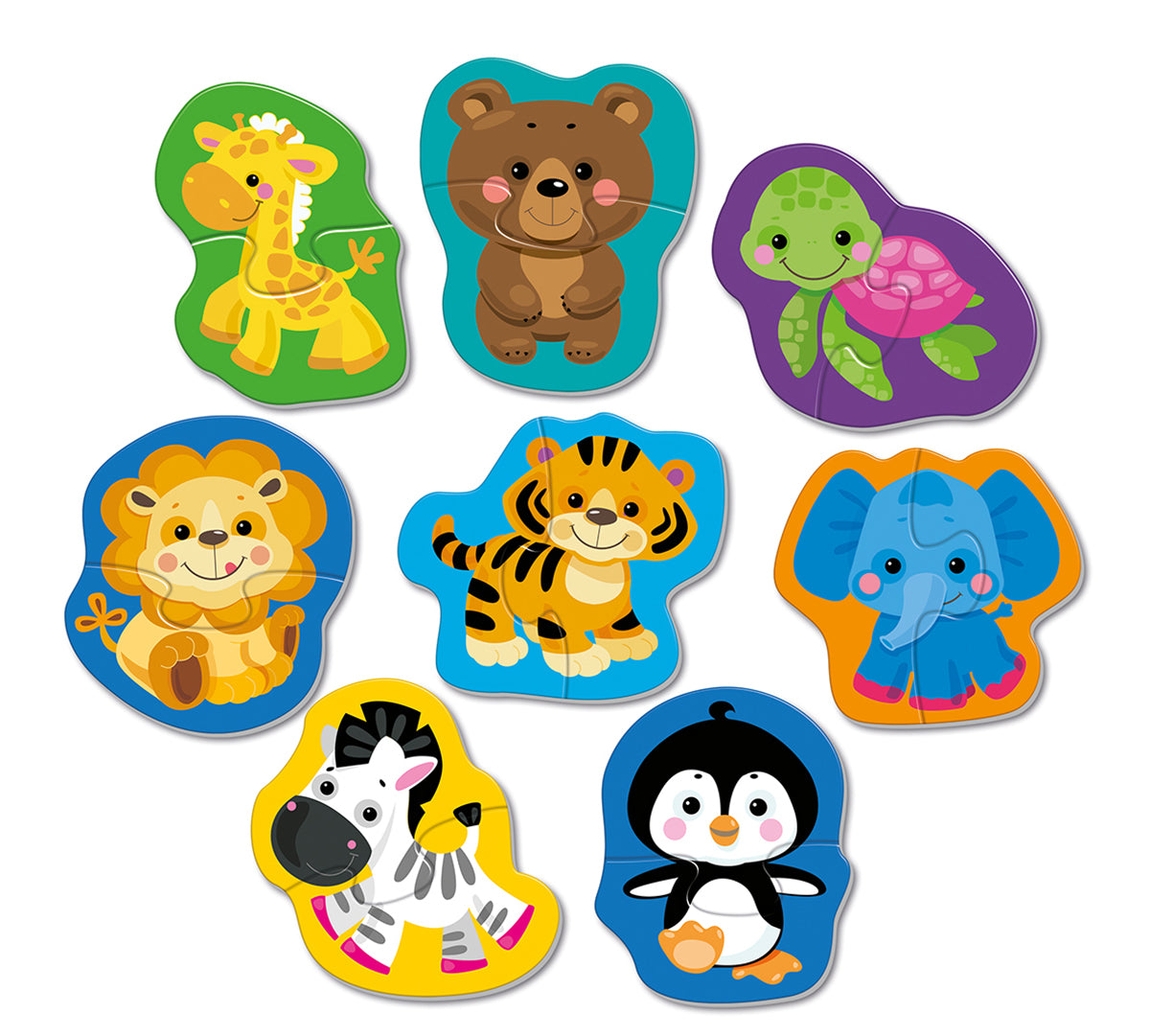 Jouets pour bébé "Дикие животные" (8 cartes, 16 éléments)