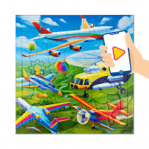 Пазл фигурный на подложке+Дополненная реальность. Самолеты. 30х30,5 см, 80 детали (ГеоДом) НОВИНКА
