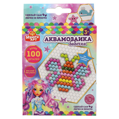 Набор д/детского тв-ва аквамозаика бабочка МУЛЬТИ АРТ в кор.48шт