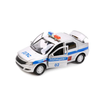 Machine en métal RENAULT LOGAN ПОЛИЦИЯ, 12 cm, double, sac, in.sérébriste, cor. Parc technologique dans le cor.2*36шт