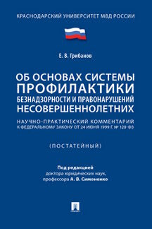 Научно-практический комментарий к ФЗ «Об основах системы профилактики безнадзорности и правонарушений несовершеннолетних» (постатейный).-М.:Проспект,2021.