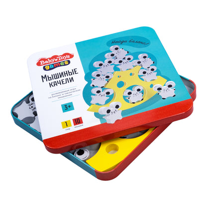 Игра деревянная Балансир "Мышиные качели" в жестяной коробочке серия "Baby Toys games"