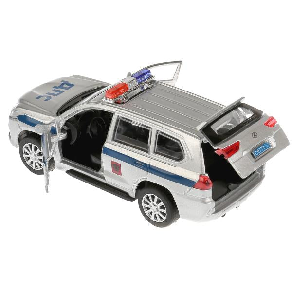 Machine en métal LEXUS LX-570 ПОЛИЦИЯ 12 см, double, bagage, инерц, сер, в кор. Parc technologique dans le cor.2*36шт