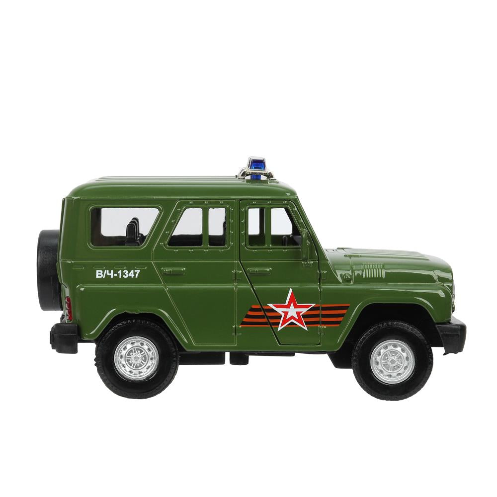 Машина металл свет-звук UAZ HUNTER АРМИЯ РОССИИ 12 см, двер, багаж, ин, кор. Технопарк в кор.2*36шт