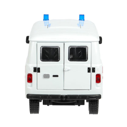 Machine en métal pour le véhicule UAZ УАЗ 452 СКОРАЯ, 18,5 см, св-зв,дв,люк,баг,ин,бел Технопарк в кор.2*18шт
