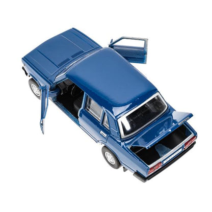Машина металл LADA ваз-2105 1997 12 cm, двери, багаж, инерц.темно-синий,кор. Технопарк в кор.2*36шт