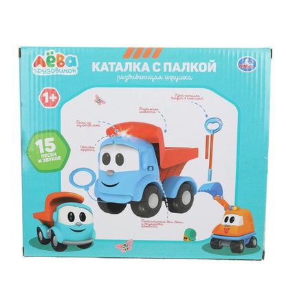 Каталка с палкой Грузовичок Лева 15 песен и звуков.свет.кор.бат. Умка в кор.36шт
