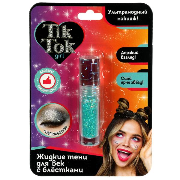 Тени для век жидкие с блёстками, зеленый TIK TOK GIRL в кор.48*12шт