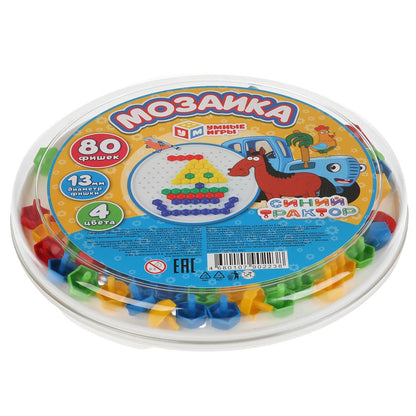 Mosaïque en plastique. 80 dollars. 4 jours. Круглая. Diamètre 185mm. Синий tracteur. Умные игры в кор.24шт