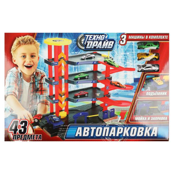 Автопарковка 3 МАШИНЫ кор.52,5*35*7,5см ТЕХНОДРАЙВ в кор.18шт