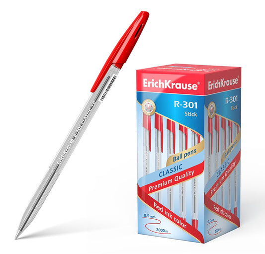 ErichKrause® Ручка шариковая "Classic Stick" R-301 красная (поштучно) арт.43186