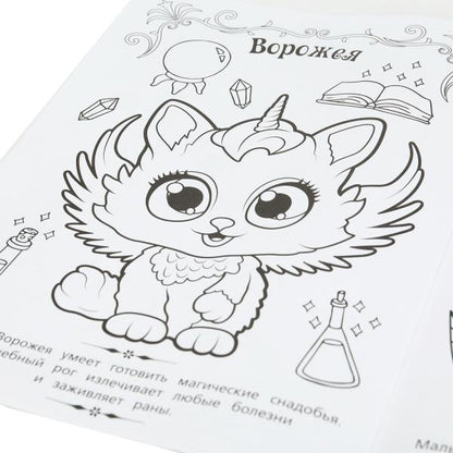 Котики-чародеи. Волшебная раскраска. 214х290 mm. Скрепка. 16 pièces. Ouais. en cor.50шт