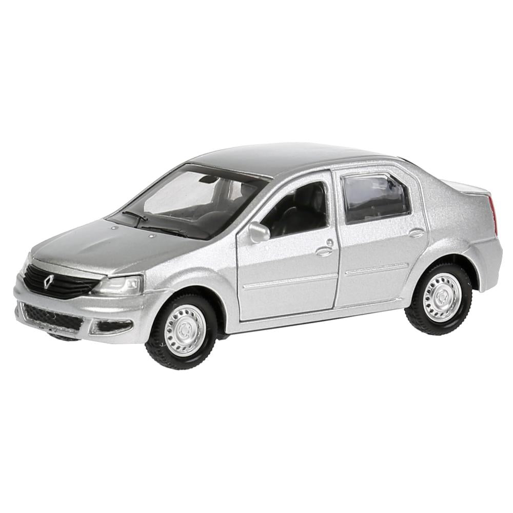 Machine en métal "RENAULT LOGAN"12 cm, ouverte. двери, инерц, серебристый, в кор. Parc technologique dans le cor.2*36шт