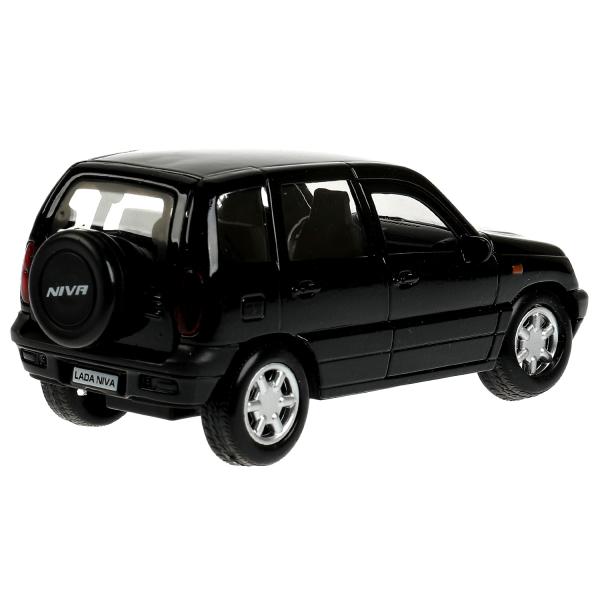Машина металл LADA NIVA длина 12 см, двери, багаж, инерц, черный, кор. Технопарк в кор.2*36шт
