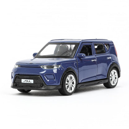 Машина металл KIA soul длина 12 см, двери, багаж., инерц, темно-синий, кор. Технопарк в кор.2*36шт
