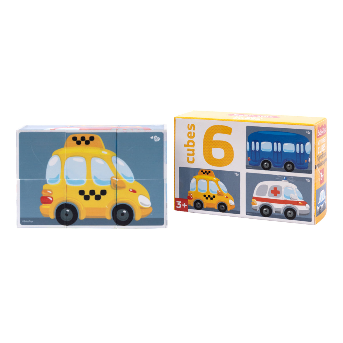 Кубики "Городской транспорт" (без обклейки) 6 шт Baby Toys