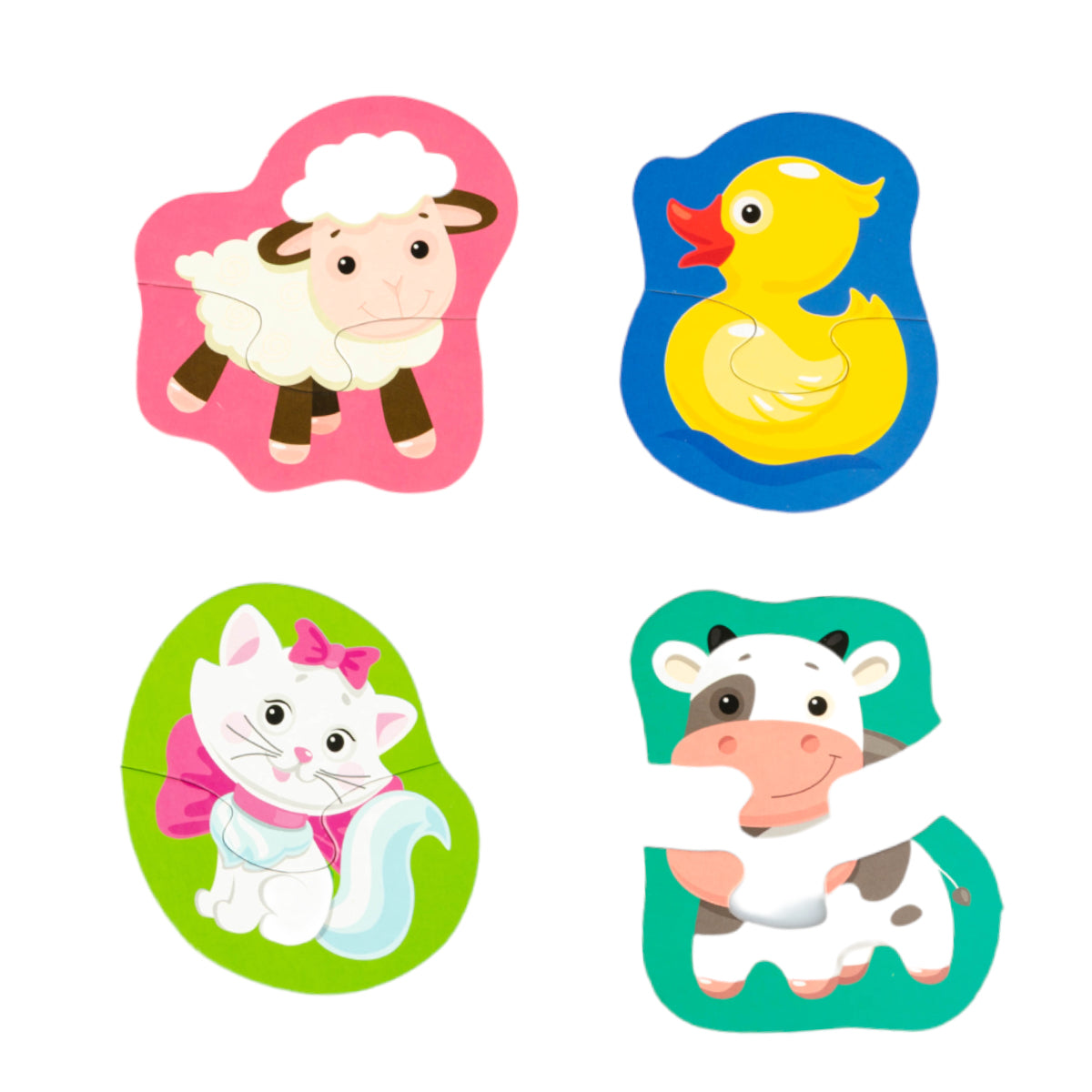 Пазлы контурные Половинки "Домашние животные" Baby Toys (8 карт. 16 эл)