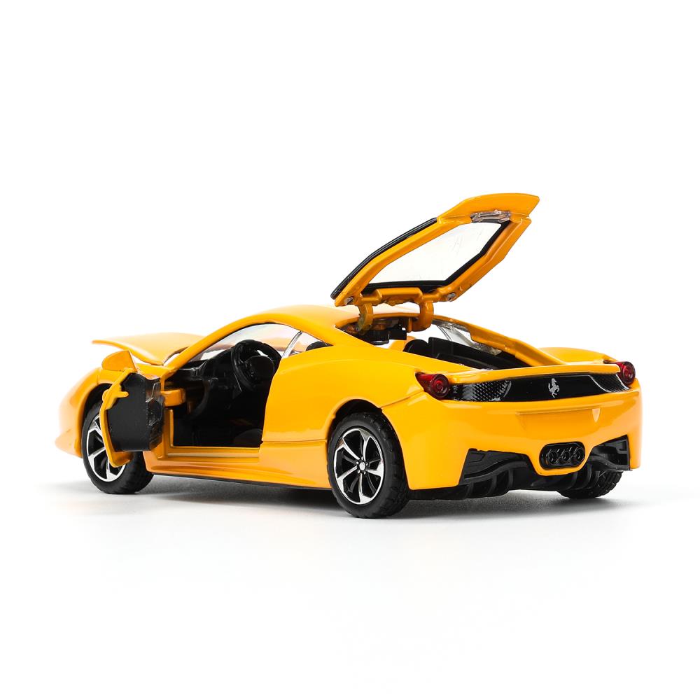 Модель металл звук ferrari 458 italia 14 см, двери, багажник. инерция кор. Технопарк в кор.2*48шт