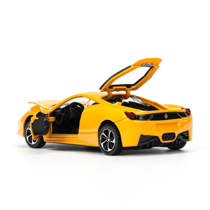 Модель металл звук ferrari 458 italia 14 см, двери, багажник. инерция кор. Технопарк в кор.2*48шт