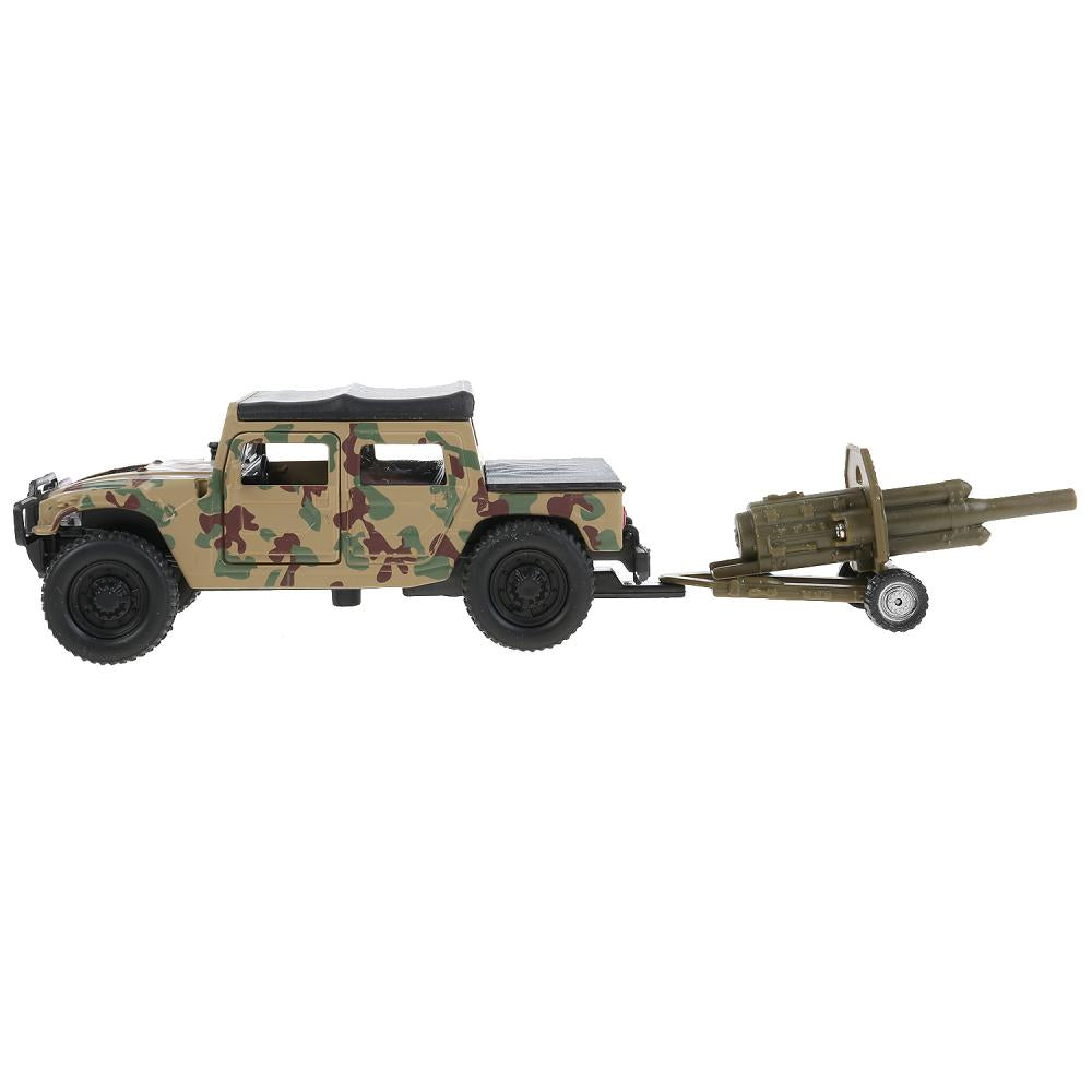 Machine en métal HUMMER h1 вс ПИКАП, 11 см, дв., баг., инер.+пушка, кор Технопарк в кор.2*12шт