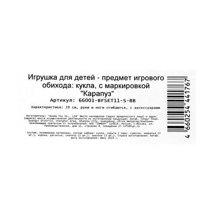 Кукла 29 см София, руки и ноги сгиб., акс., кор. КАРАПУЗ в кор.24шт