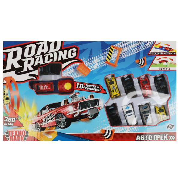 Jeu en plastique ROAD RACING pour automobile, 8 machines, 1 pétale, cor. Parc technologique dans le cor.2*18шт