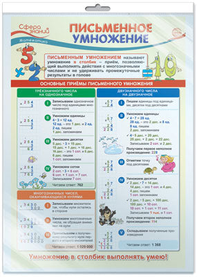 *ПО-14347 ПЛАКАТ А3 В ПАКЕТЕ. Mathématiques en 4ème classe. Письменное умножение (в индивидуальной упаковке, с европодвесом и клеевым клапаном)
