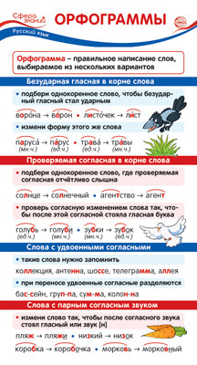 ШМ-14907 Карточка-шпаргалка. Орфограммы (110х205 мм)