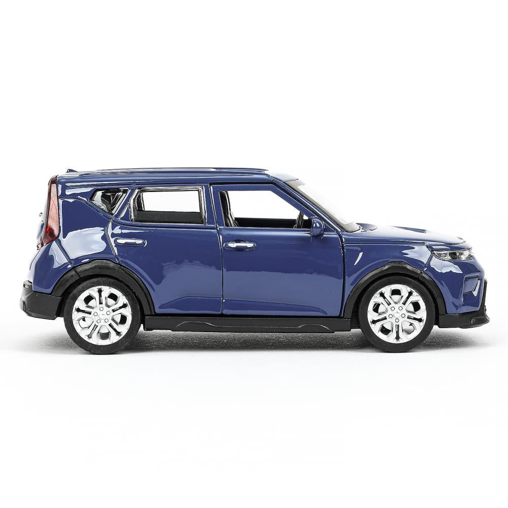 Машина металл KIA soul длина 12 см, двери, багаж., инерц, темно-синий, кор. Технопарк в кор.2*36шт