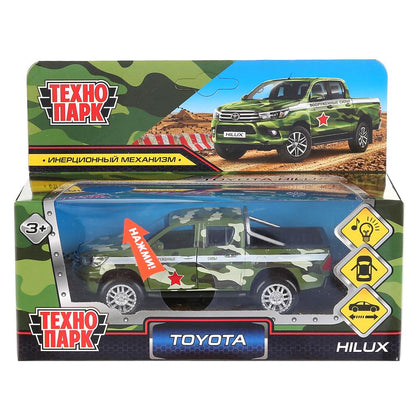 Машина металл свет-звук "toyota hilux camouflяж" 12см, инерц.зеленый,в кор. Parc technologique dans le cor.2*36шт
