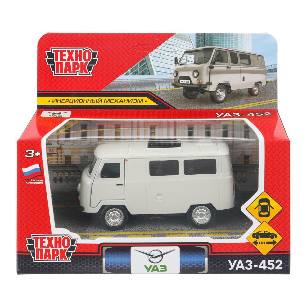 Машина металл уаз-452 "буханка" 10,5 см, дв, инерц, серебристый, кор. Технопарк в кор.2*36шт