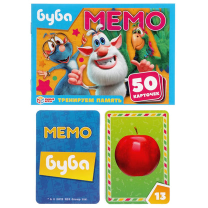 БУБА. КАРТОЧНАЯ ИГРА МЕМО. (50 КАРТОЧЕК). КОР: 125Х170Х40ММ, КАРТОЧКИ 65Х95ММ. УМНЫЕ ИГРЫ в кор.50шт