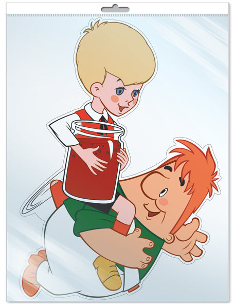 *Ф2-12393-П ПЛАКАТ ВЫРУБНОЙ А3 В ПАКЕТЕ. Малыш и Карлсон из мультфильма Малыш и Карлсон (с блестками в индивидивидуальной упаковке с европодвесом и клеевым клапаном)