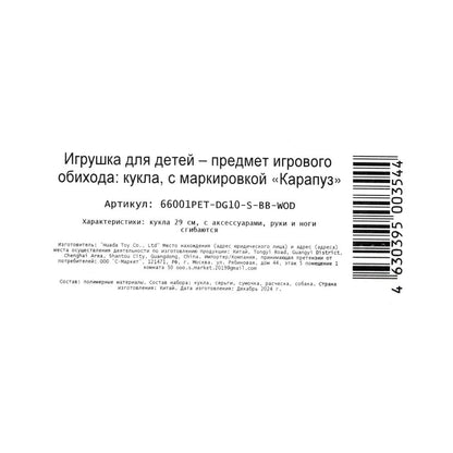 Кукла 29см София, руки и ноги сгиб., питомец, акс, кор КАРАПУЗ в кор.24шт