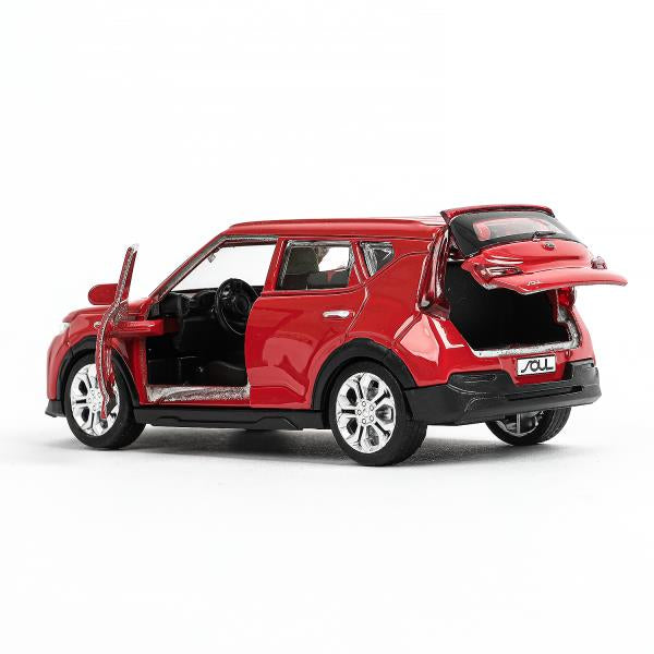 Машина металл KIA soul длина 12 см, двери, багаж., инерц, красный, кор. Технопарк в кор.2*36шт